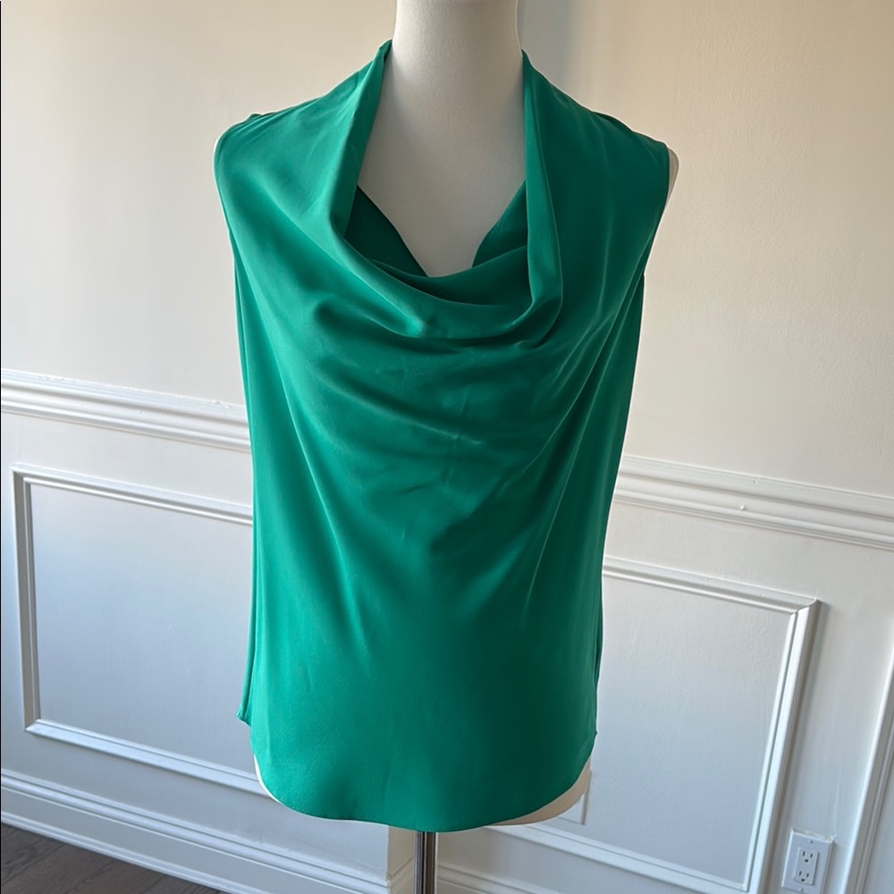 Vibrant Green silk  Cowl Neck Top